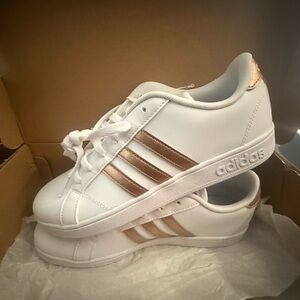 Adidas Women's White and Bronze Sneakers